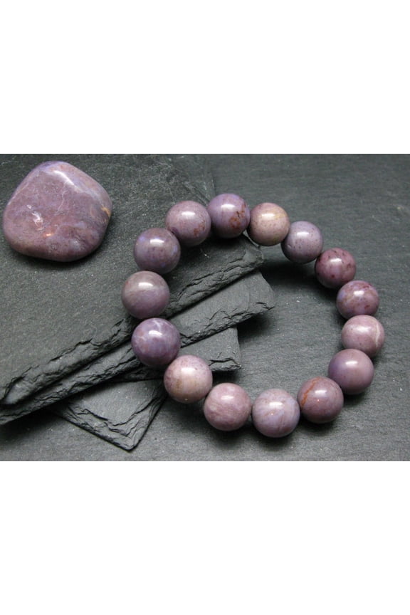 Natural Purple Jade Jadeite 12mm Round Shape Smooth Cut Beads Stretchable Bracelet for Men & Women.