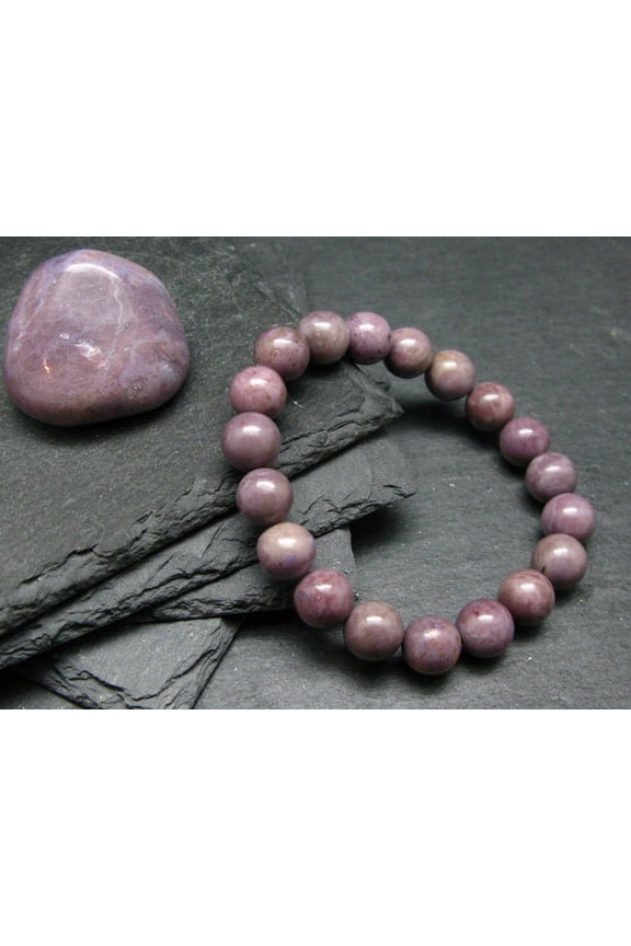 Natural Purple Jade Jadeite 8mm Round Shape Smooth Cut Beads Stretchable Bracelet for Men & Women.