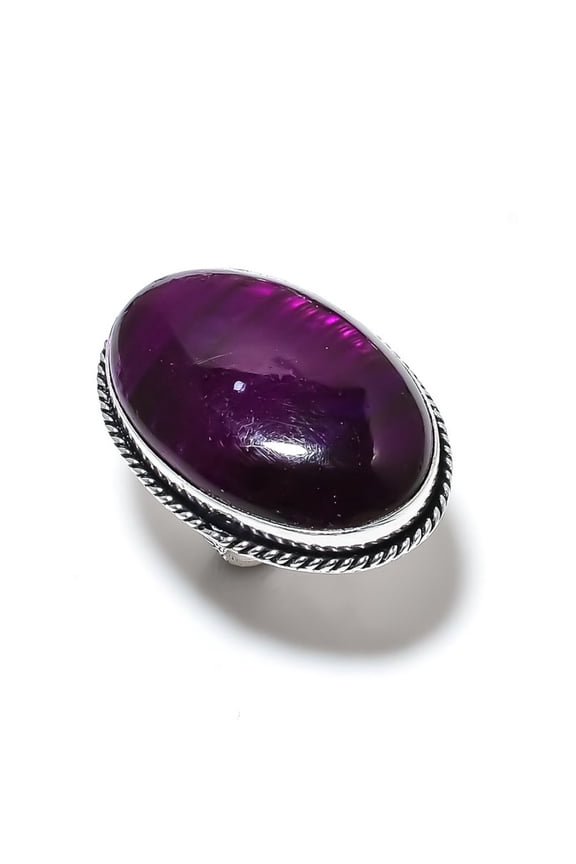 Natural Purple Labradorite Gemstone 925 Sterling Silver Gift Ring Size 7