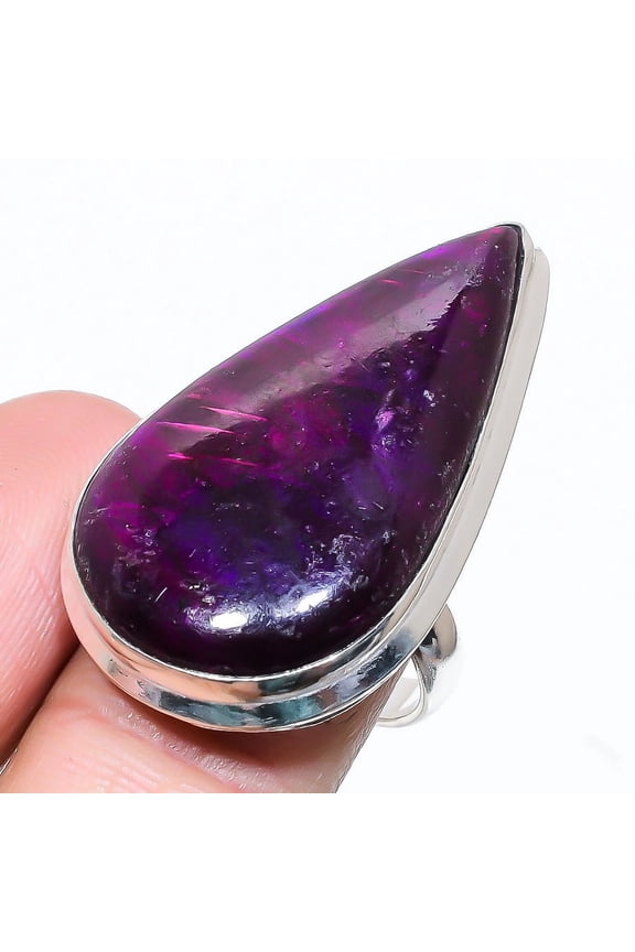 Natural Purple Labradorite Gemstone 925 Sterling Silver Gift Ring Size 9