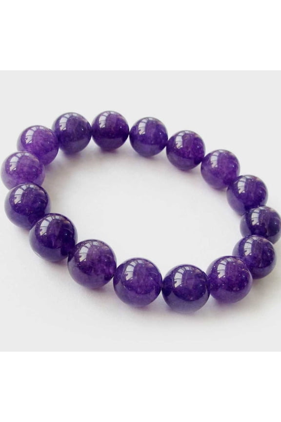 Natural Purple Nephrite Jade 10mm round Shape smooth Cut Beads Stretchable Bracelet for Men & Women.