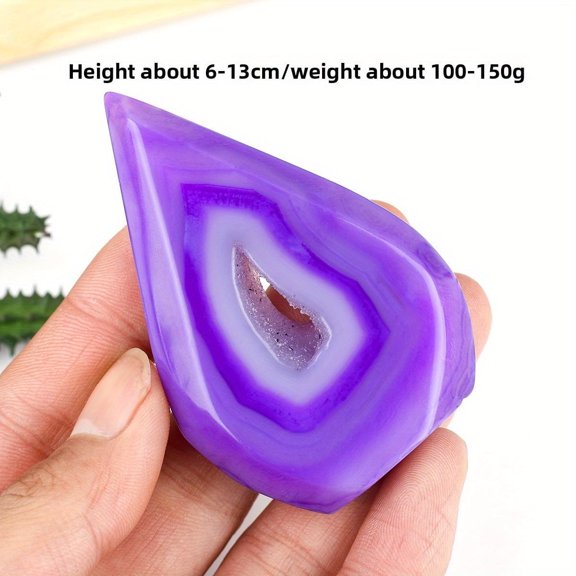 Natural Purple Swirling Agate Teardrop|3-Size Mineral Specimens (3.94-4.33")|Meteorite-Pattern Collectible