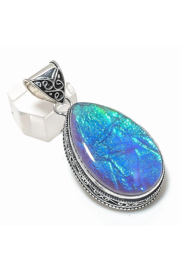 Natural Purple Triplet Opal 925 Sterling Silver Jewelry Pendant 2.21"
