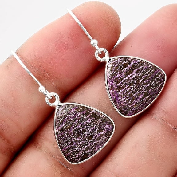 Natural Purpurite - South Africa 925 Sterling Silver Earrings Jewelry E-1001 SDE88440