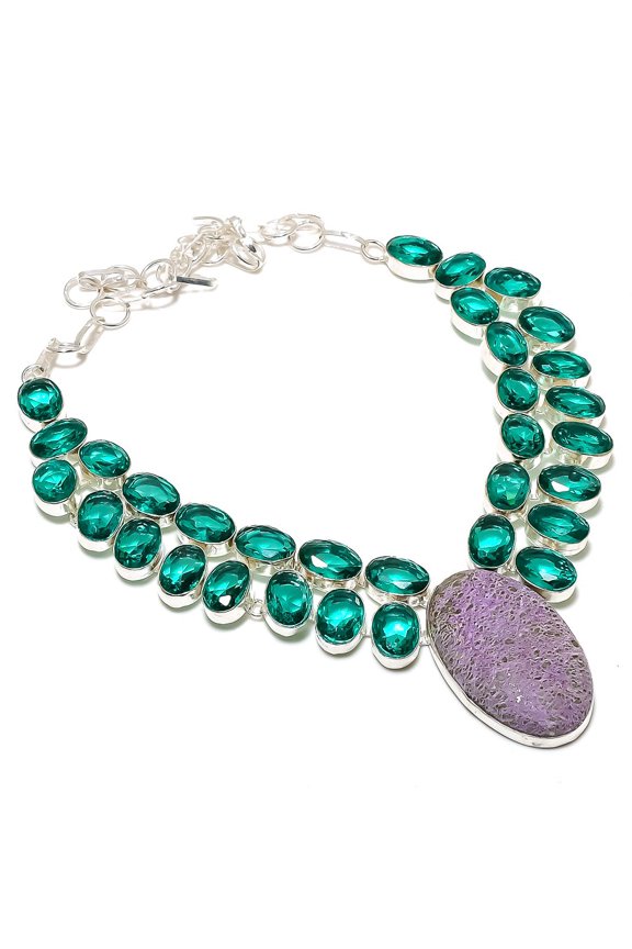 Natural Purpurite,Tourmaline Gemstone 925 Sterling Silver Gift Necklace 18"
