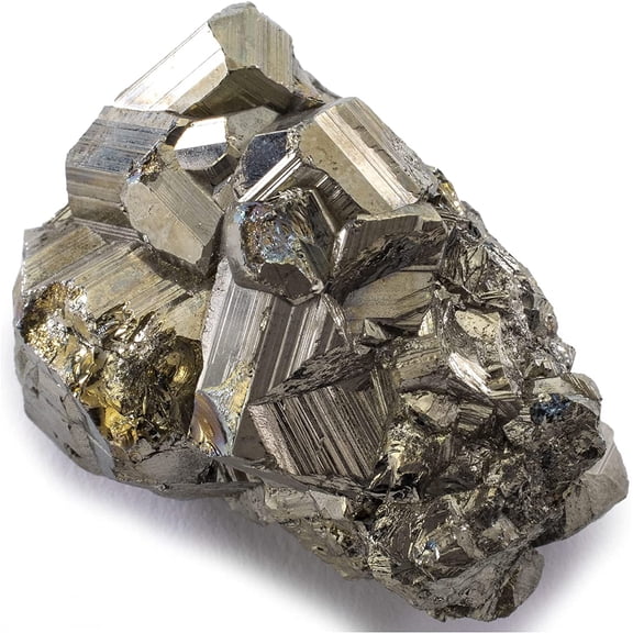 Natural Pyrite Cluster - High Energy Iron Piedra Pirita from Peru with Healing Properties (Information Card) Fools Gold Rock Reiki Crystal Used for Increased Willpower and Manifestation