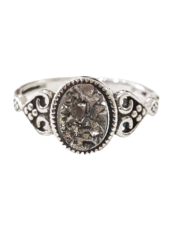 Natural Pyrite Ring, Rough Pyrite Gemstone Ring, Money Catching Power, Tiny Bohemian Ring, 925 Sterling Silver, Womens Ring, Christmas Thanksgiving, Handmade Statement Jewelry, Real Pyrite