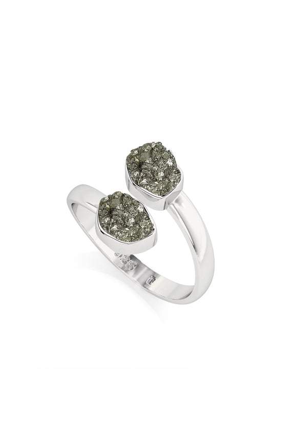Natural Pyrite Rough Shape Rings in Sterling Silver for Women, July, August Birthstone Jewelry for Her Birthday, Wedding Anniversary, Christmas, Mothers Day