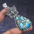 thumbnail image 1 of Natural Pyrite Turquoise Gemstone 925 Steling Silver Jewelry Pendant 3.23", 1 of 2