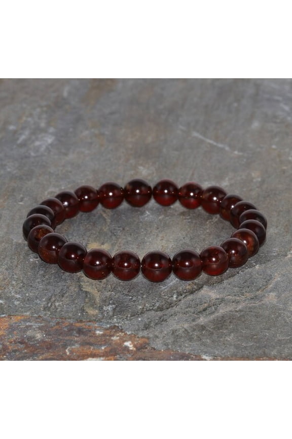Natural Pyrope Garnet 8mm round Shape smooth Cut Beads Stretchable Bracelet for Men & Women.