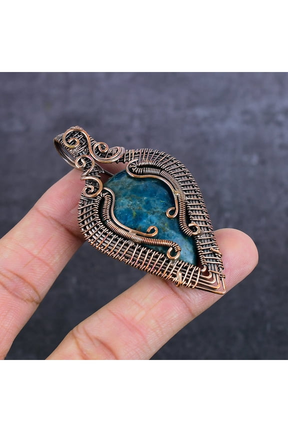 Natural Quantum Quatrro Gemstone Copper Wire Wrap Jewelry Pendant 2.80"