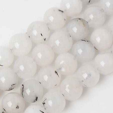 Natural Quartz Beads Strands Dyed & Heated Imitation Tourmalinated Quartz/Black Rutilated Quartz Color Round WhiteSmoke 6~6.5mm Hole: 1mm about 61pcs/Strand 15.16 inch(38.5cm)