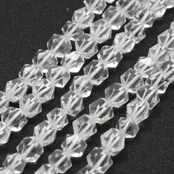 Natural Quartz Beads Strands Rock Star Cut Round Beads Faceted 7~8mm Hole: 1mm about 48~50pcs/strand 14.9~15.1 inch(38~38.5cm)