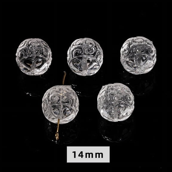 Natural Quartz Carved Beads DIY Jewelry Accessories Round 14mm