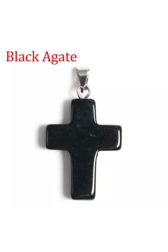 Natural Quartz Crystal Cross Pendant Chakra Stone Mixed Crucifix Shape Decor DIY