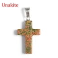 thumbnail image 1 of Natural Quartz Crystal Cross Pendant Chakra Stone Mixed Crucifix Shape Decor DIY, 1 of 9