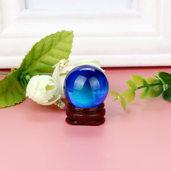 Natural Quartz Crystal Healing Sphere, 30mm Crystal Ball with Wooden Stand, Clear Transparent Luck Charm Desk Decor for Energy Balance Gift