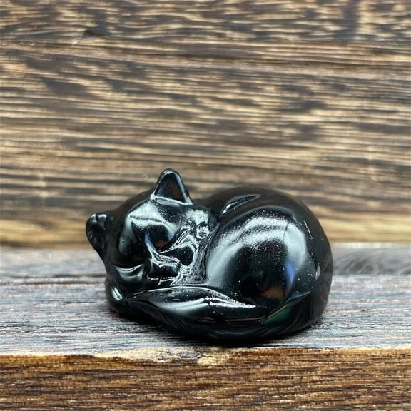Natural Quartz Crystal Healing Stone, Energy Quartz Sleep Cat, Exquisite Carved Ornaments, Spiritual Healing Massage Palmstone, Cleansing Protection Home Decor Gift, 1 Pcs, 2Inches