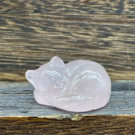 Natural Quartz Crystal Healing Stone, Energy Quartz Sleep Cat, Exquisite Carved Ornaments, Spiritual Healing Massage Palmstone, Cleansing Protection Home Decor Gift, 1 Pcs, 2Inches