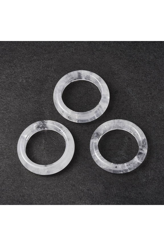 Natural Quartz Crystal Plain Band Ring Gemstone Jewelry for Women US Size 6 1/2(16.9mm)