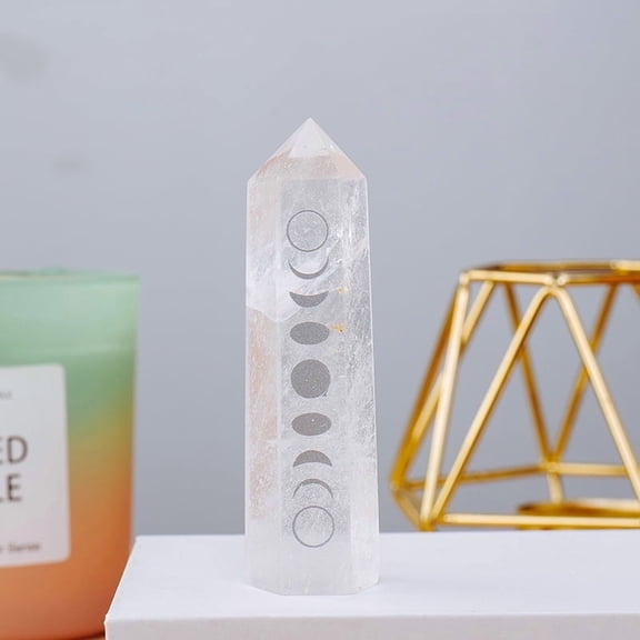 Natural Quartz Crystal Pointed Bar Home Display Decoration Healing Stone Wands for Reiki Meditation Therapy Decos Moon Phase Reiki Energy Stone Faceted 20x76mm
