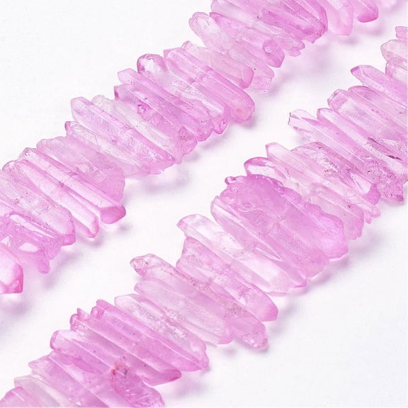 Natural Quartz Crystal Points Beads Strands Dyed Nuggets Pearl Pink 15~30x4~8x4~7mm Hole: 1mm 8 inch