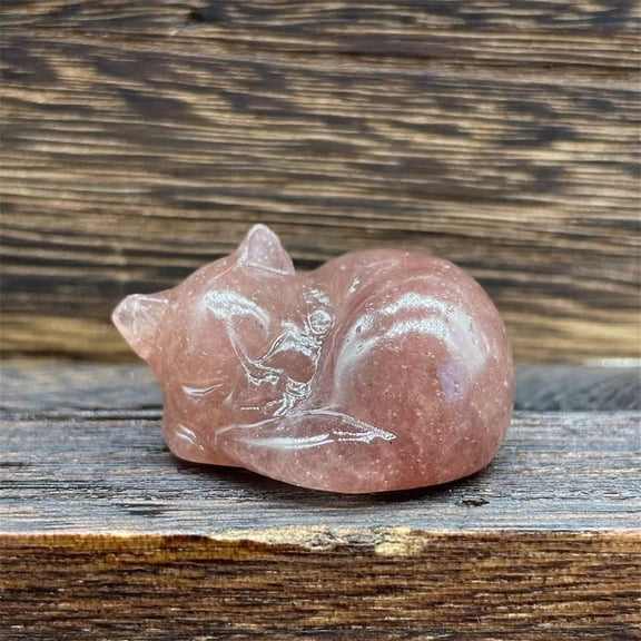 Natural Quartz Crystal Sleeping Cat Decoration Crystal Cat Sleeping Statue 2 Inch Opal Cat Crystal Statue Statue For Home Meditation