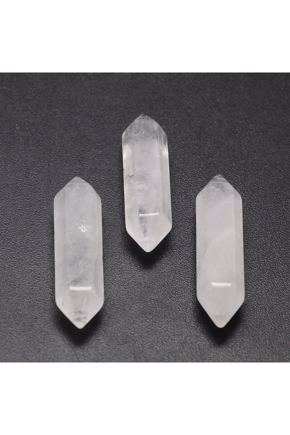Natural Quartz Double Terminated Points Healing Stones Reiki Energy Balancing Meditation Therapy Wand for Wire Wrapped Pendants Making No Hole/Undrilled 30~33x9x9mm