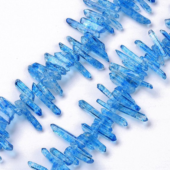 Natural Quartz Dyed Beads Strands Chip Cornflower Blue 12-35x4-5.5x3-5mm Hole: 1mm 101-102pcs/strand 15.35''(39cm)