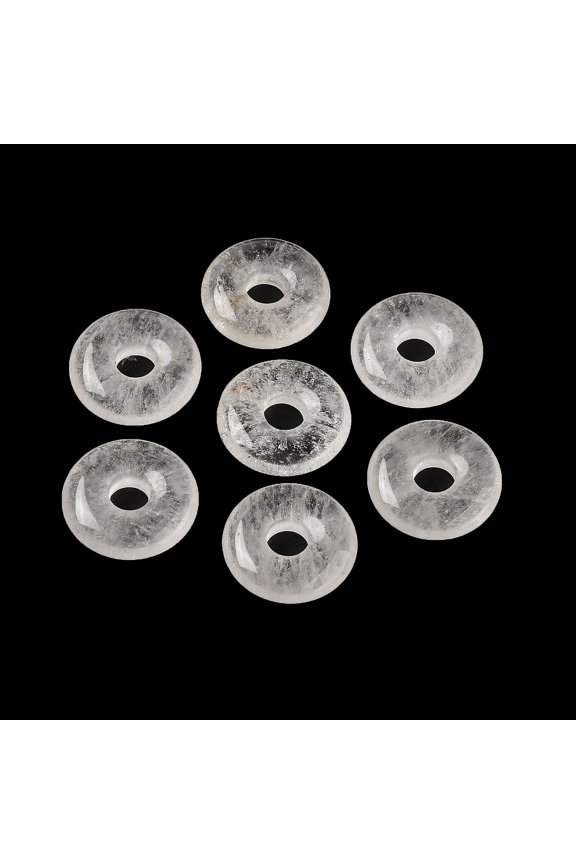 Natural Quartz Pendants Donut/Pi Disc Charms 15~16x4~5mm Hole: 4~5mm