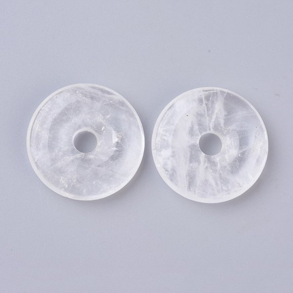 Natural Quartz Pendants Rock Pendants Donut/Pi Disc Donut Width: 12-12.5mm 30-31x6-7mm Hole: 6mm