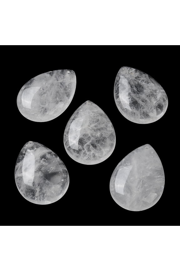 Natural Quartz Pendants Rock Pendants Teardrop Charms 35.5x25x8.5mm Hole: 1mm