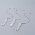 thumbnail image 1 of Natural Quartz Pointed Dowsing Pendulums with Brass Cable Chains 238~255mm Hole: 2.5mm Pendants: 53x12mm, 1 of 1