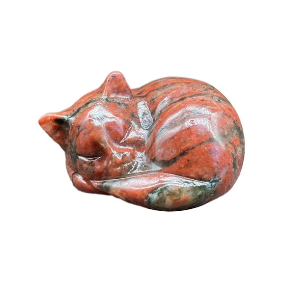 Natural Quartz Sleeping Cat Statue Gift-Sized Quartz Cat Figurine Crystal Animal for Stress Relief Office Decor 2 Inch, White Quartz, Smooth Polished | Home Meditation Decor, Crystal Healing(E)