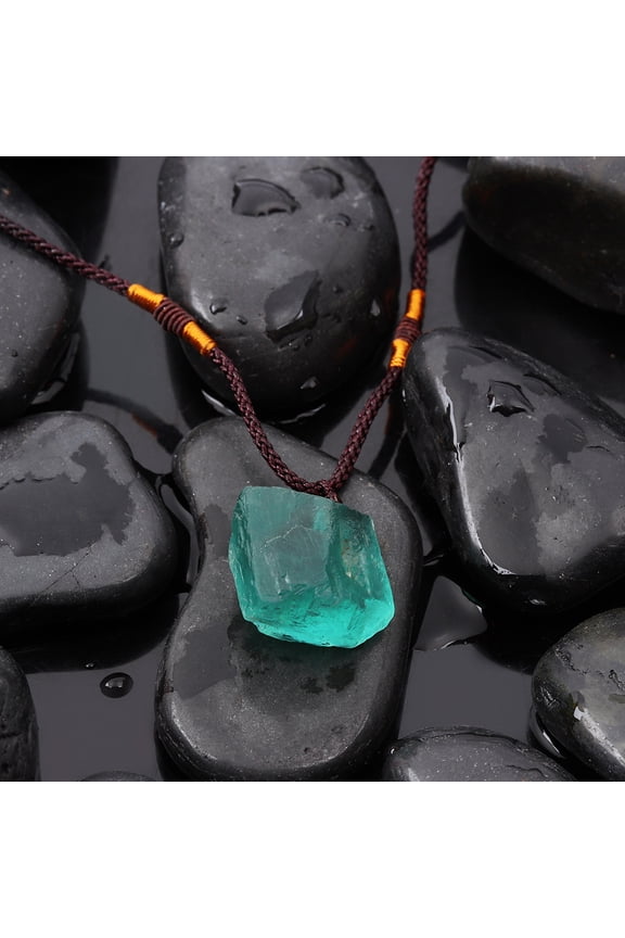 Natural Quartz Stone Necklace Fluorite Pendant Gemstone Clea