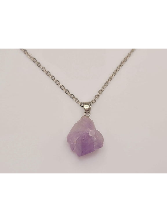 Natural RAW Amethyst pendant necklace, natural Amethyst stone necklace