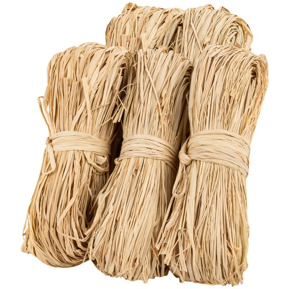 Natural Raffia Ribbon - 5PCS Raffia Straw for Florist Bouquets Decoration Twine Crafts Ribbon