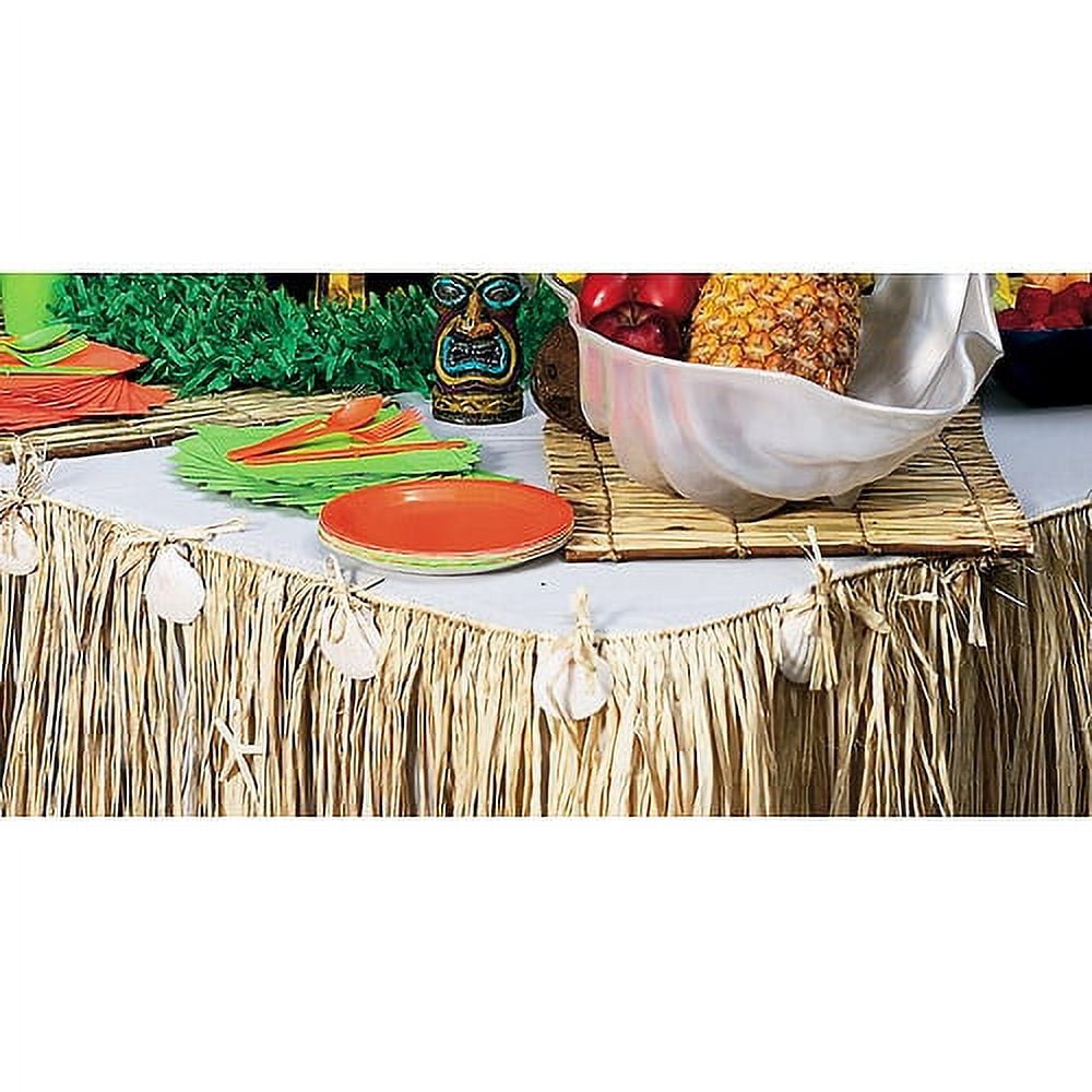 GENERIC Natural Raffia & Shell Table Skirt - Party Supplies - 1 Piece