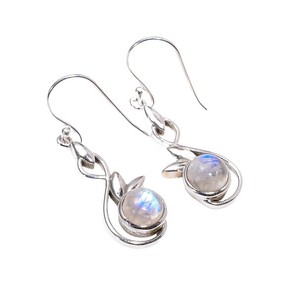 Natural Rainbow Moonstone 925 Sterling Silver Dangle Earrings for Women Gift Jewelry