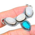 thumbnail image 1 of Natural Rainbow Moonstone,Blue Topaz 925 Sterling Silver Pendant 1.85", 1 of 1
