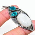 thumbnail image 1 of Natural Rainbow Moonstone,Blue Topaz 925 Sterling Silver Pendant 2.72", 1 of 1