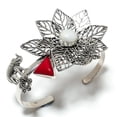 thumbnail image 1 of Natural Rainbow Moonstone,Coral Stone 925 Sterling Silver Cuff Bangle Adj., 1 of 2