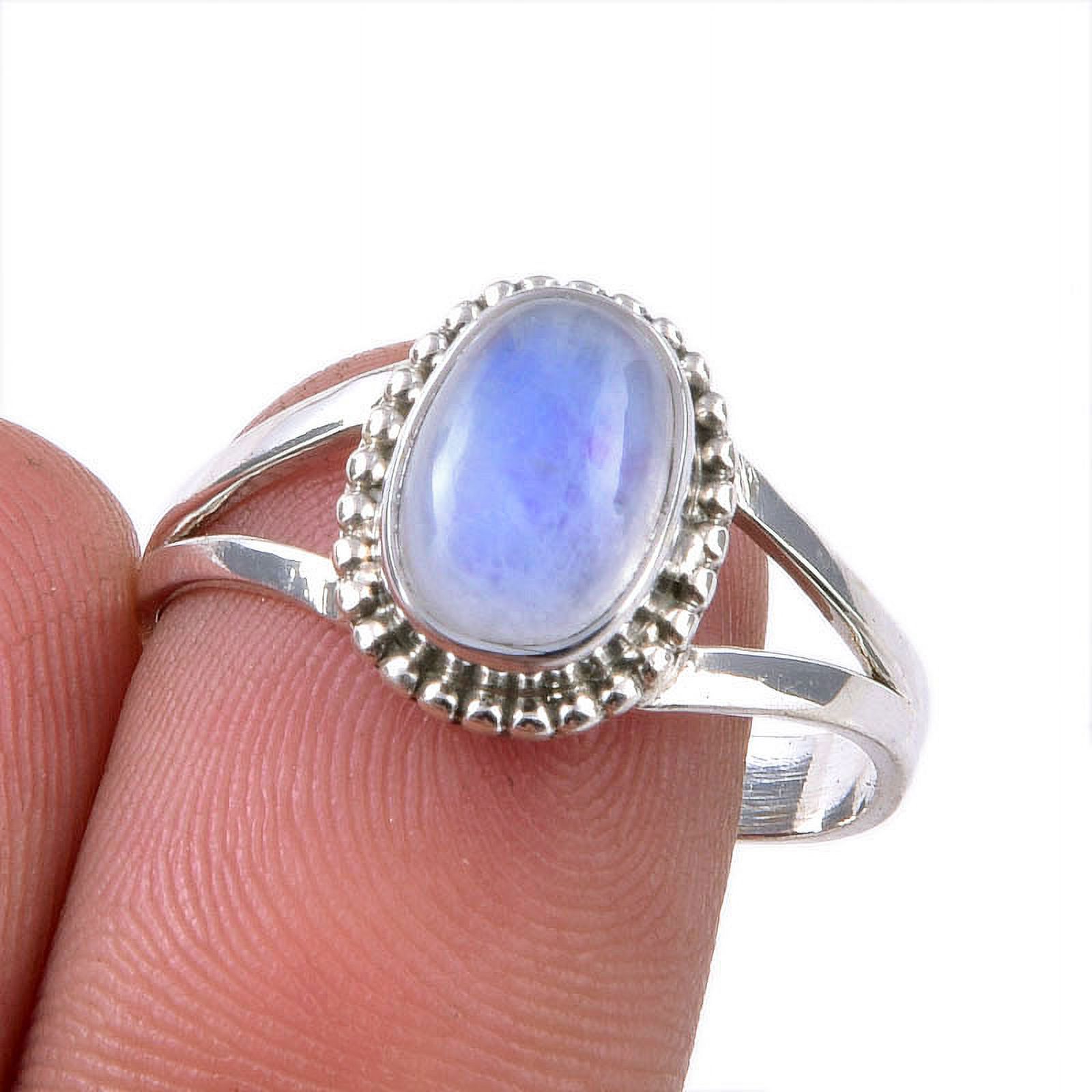 DIVINESILVERUSAINC Natural Rainbow Moonstone Gemstone 925 Solid Sterling Silver Ring Size 8.5