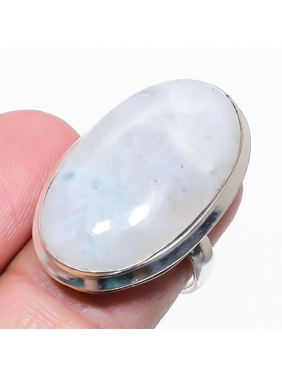 Natural Rainbow Moonstone Gemstone 925 Sterling Silver Gift Ring Size 6