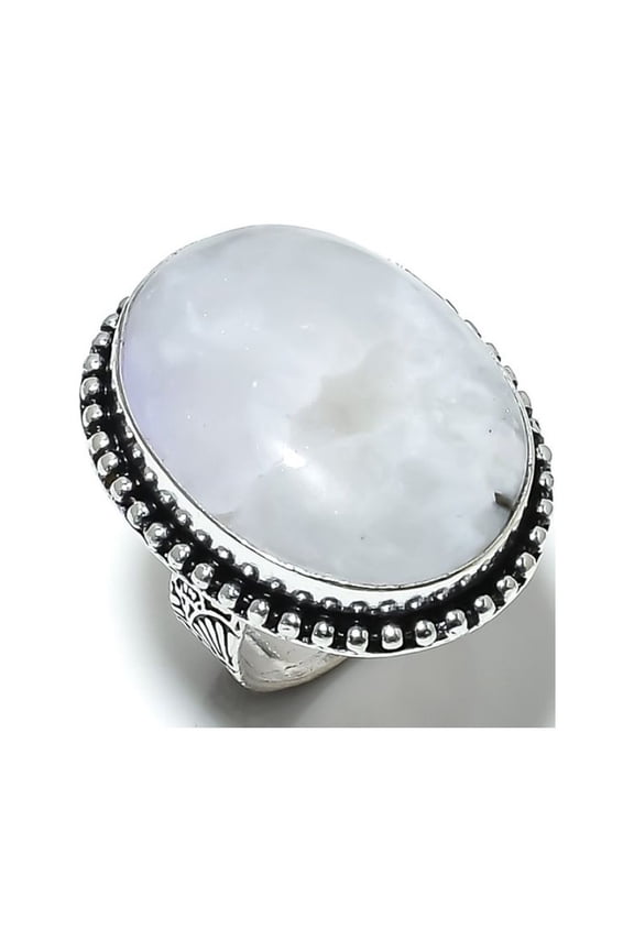 Natural Rainbow Moonstone Gemstone 925 Sterling Silver Gift Ring Size 9