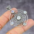 thumbnail image 1 of Natural Rainbow Moonstone Gemstone 925 Sterling Silver Pendant 2.17", 1 of 4