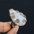 thumbnail image 1 of Natural Rainbow Moonstone Gemstone Handmade Copper Wire Wrap Ring Size 9, 1 of 4