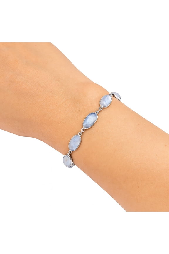 Natural Rainbow Moonstone - India 925 Sterling Silver Bracelet Jewelry B-1001 SDB5266