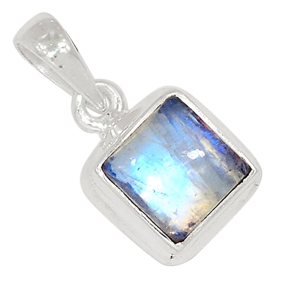 Natural Rainbow Moonstone - India 925 Sterling Silver Pendant Jewelry ALLP-23997