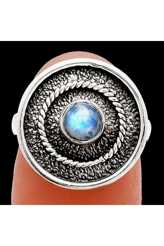 Natural Rainbow Moonstone - India 925 Sterling Silver Ring s.6 Jewelry R-1439 SDR244395